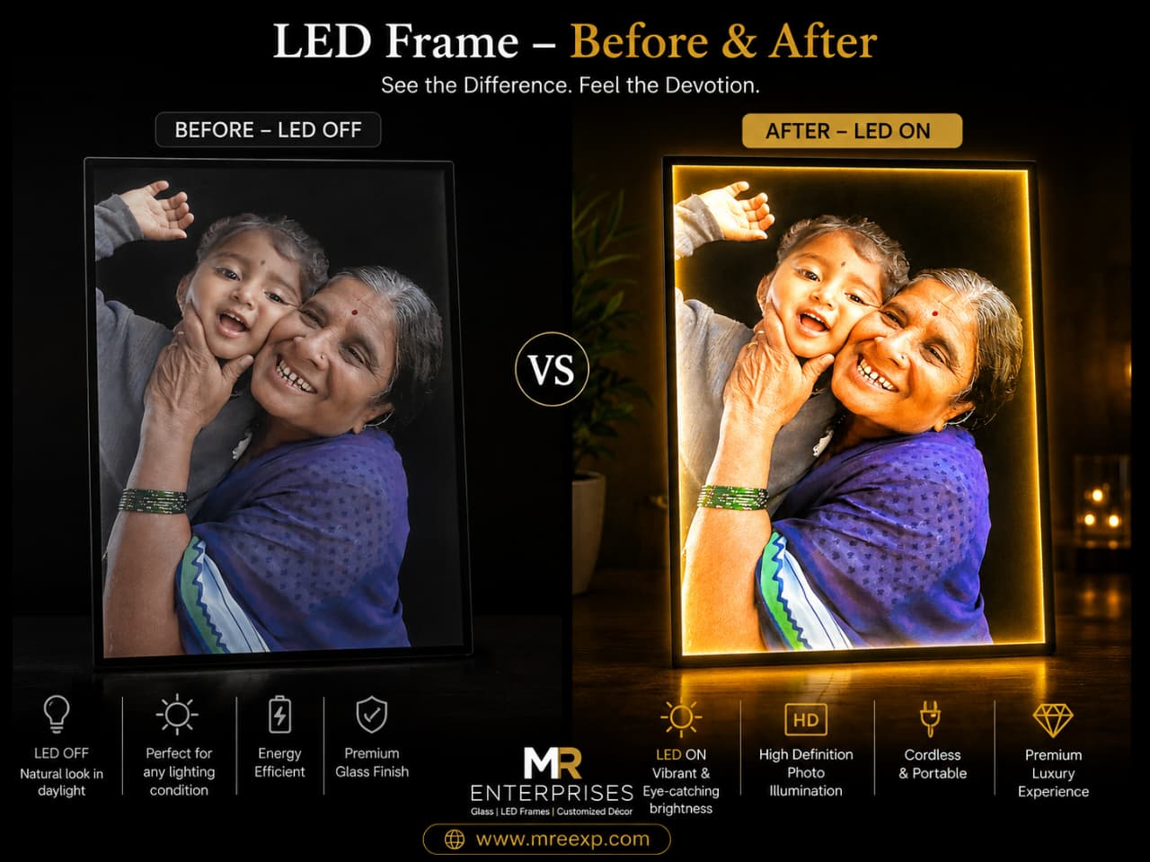 Premium Custom LED Photo Frame – Personalized Illuminated Photo Frame | love craft gift